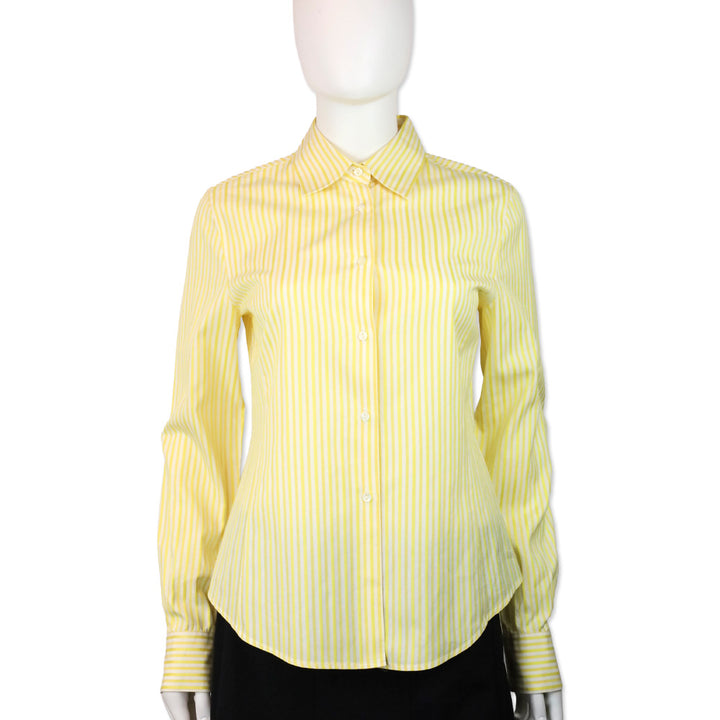 Loro Piana Yellow/White Striped Button Up Shirt