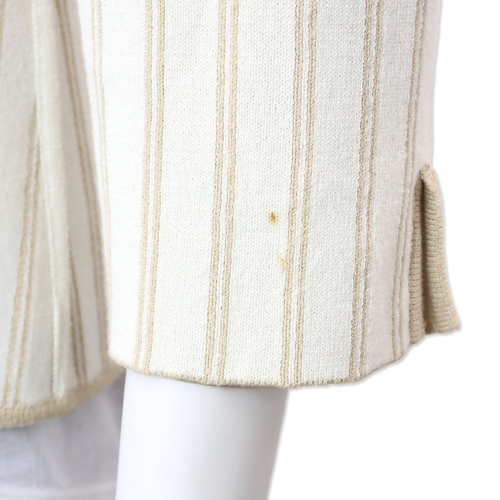 Loro Piano Reversible Tan/Ivory Pinstripe Knit Button Up Jacket