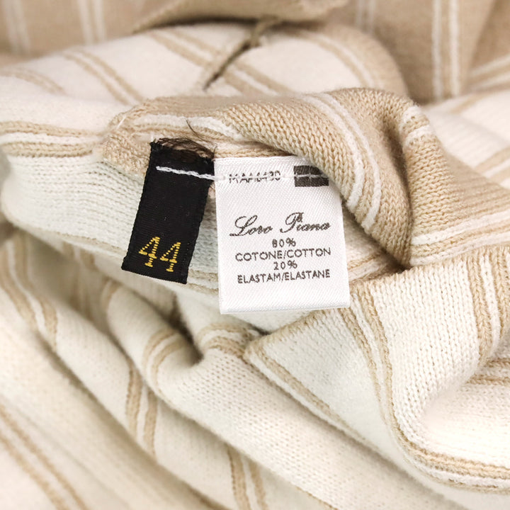 Loro Piano Reversible Tan/Ivory Pinstripe Knit Button Up Jacket