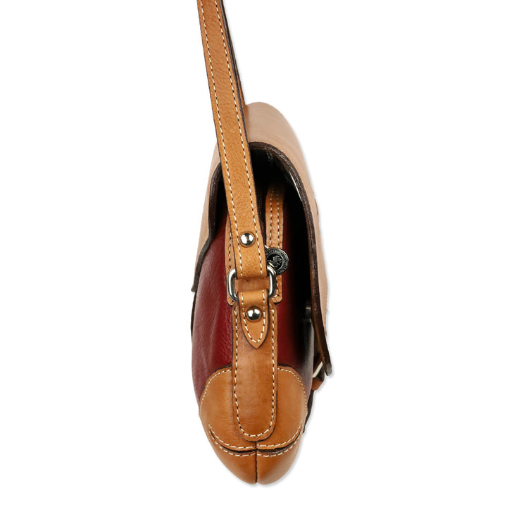Los Robles Polo Time Red/Cognac Combined Cowhide Leather Shoulder Bag