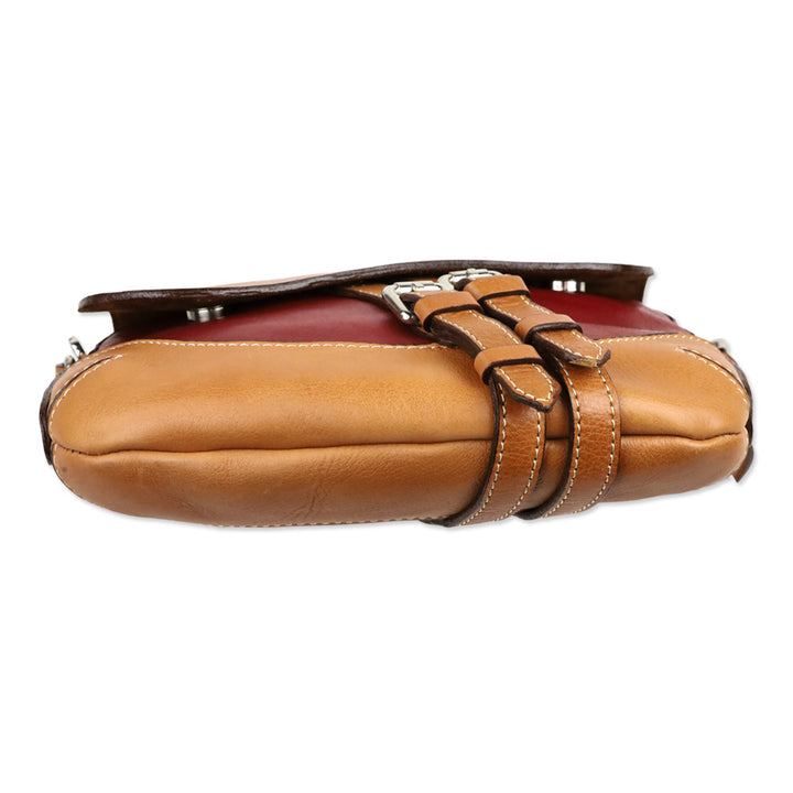 Los Robles Polo Time Red/Cognac Combined Cowhide Leather Shoulder Bag