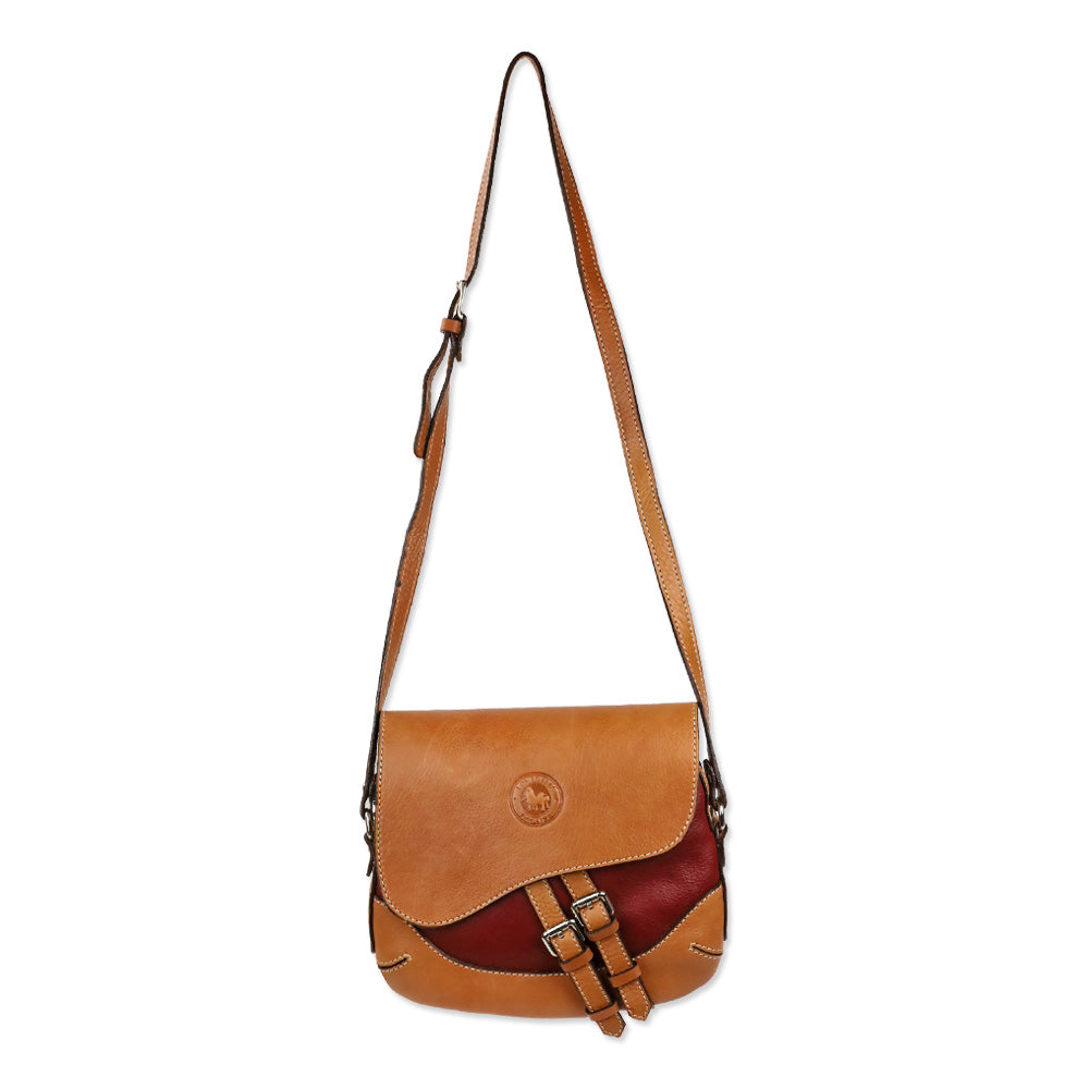 Los Robles Polo Time Red/Cognac Combined Cowhide Leather Shoulder Bag