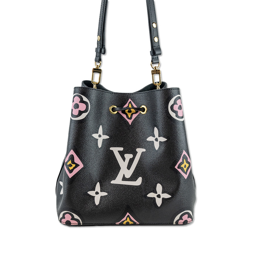 Louis Vuitton 2021 Black Monogram Coated Canvas Giant Wild At Heart NéoNoé MM Bag