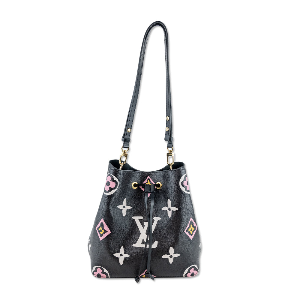 Louis Vuitton 2021 Black Monogram Coated Canvas Giant Wild At Heart NéoNoé MM Bag