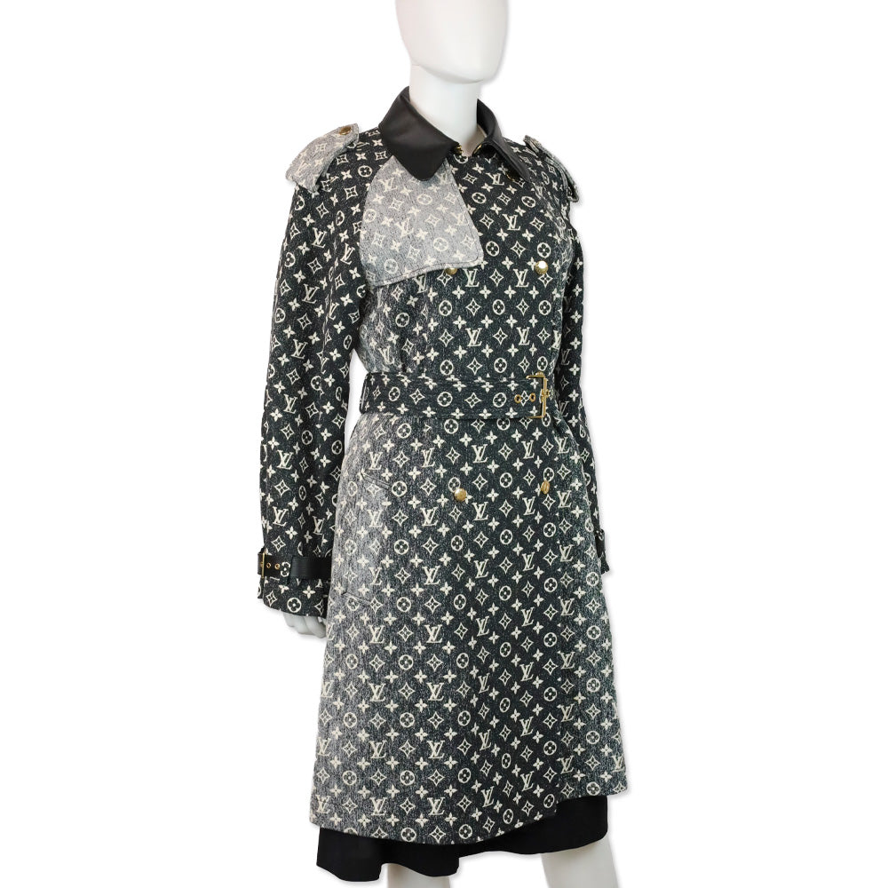 Louis Vuitton 2023 Black Denim Monogram Trench Coat