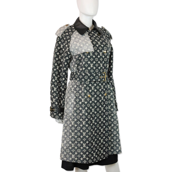 Louis Vuitton 2023 Black Denim Monogram Trench Coat
