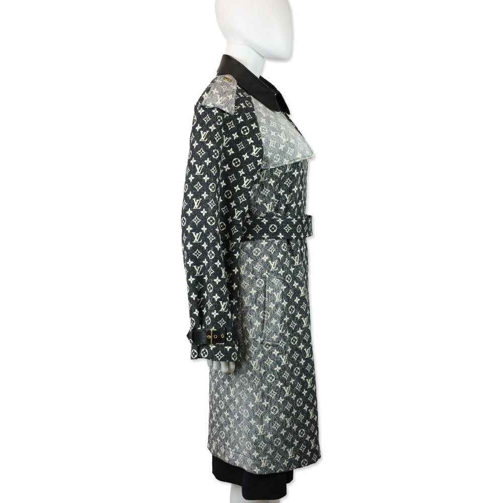 Louis Vuitton 2023 Black Denim Monogram Trench Coat