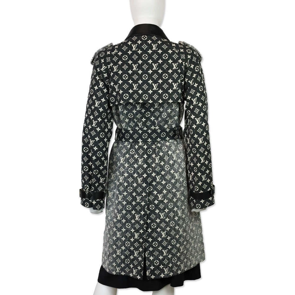 Louis Vuitton 2023 Black Denim Monogram Trench Coat