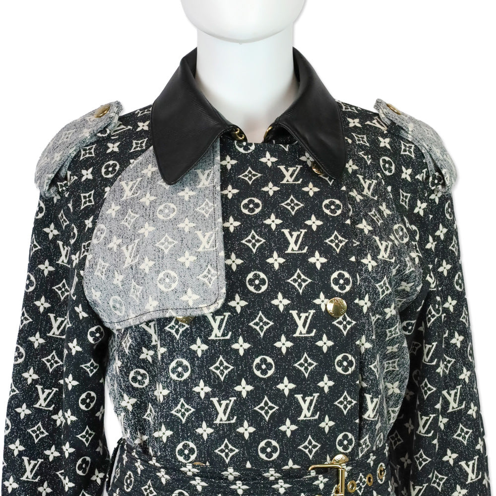 Louis Vuitton 2023 Black Denim Monogram Trench Coat