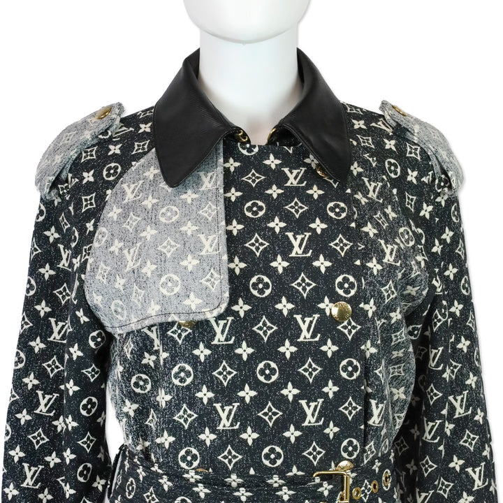Louis Vuitton 2023 Black Denim Monogram Trench Coat