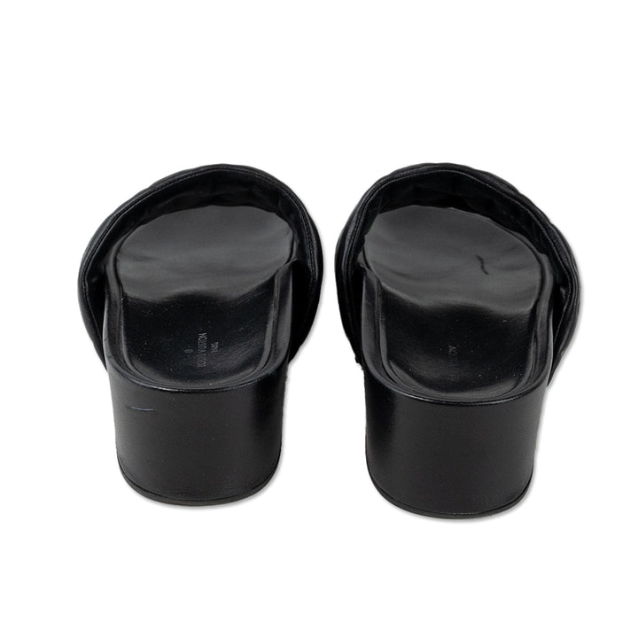 Louis Vuitton Black Lambskin Leather Monogram Slides