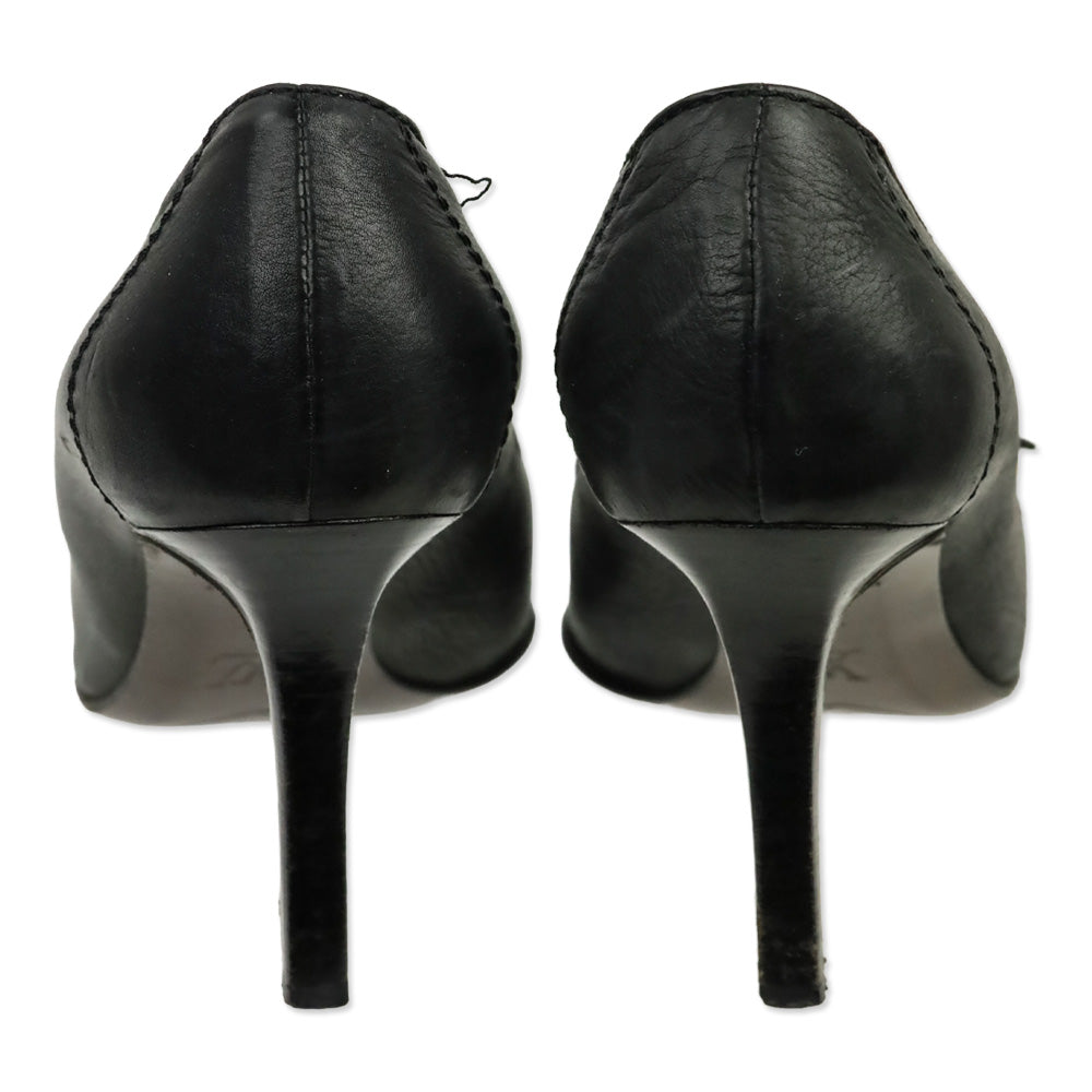 Louis Vuitton Black Leather Buckle Cube Charm Pump