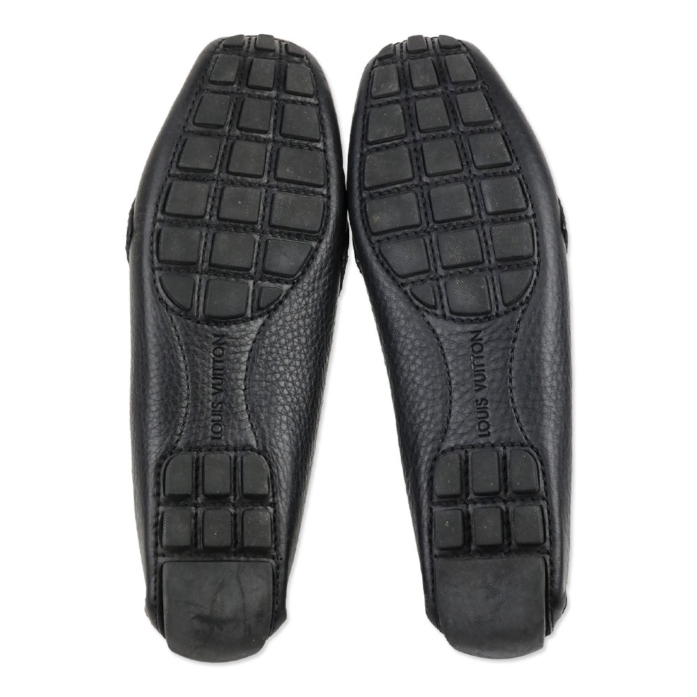 Louis Vuitton Black Pebbled Leather LV Buckle Driving Loafer