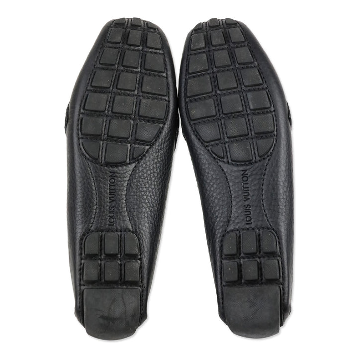 Louis Vuitton Black Pebbled Leather LV Buckle Driving Loafer