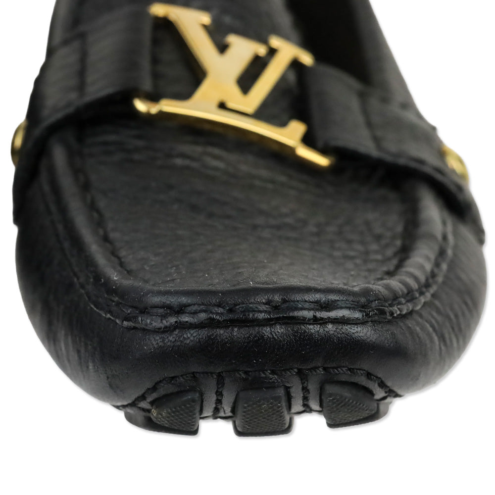 Louis Vuitton Black Pebbled Leather LV Buckle Driving Loafer