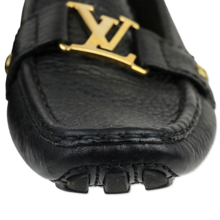 Louis Vuitton Black Pebbled Leather LV Buckle Driving Loafer
