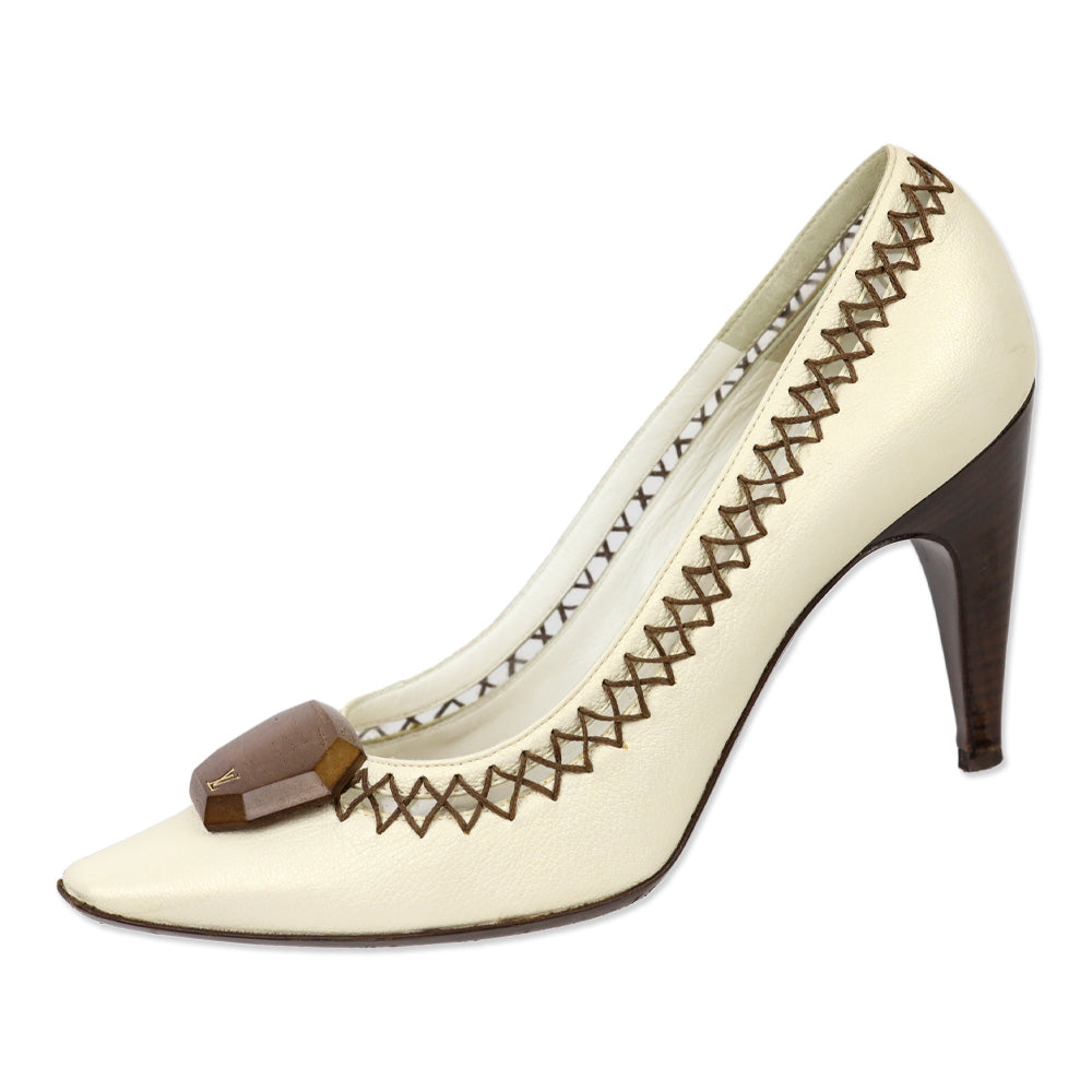 Louis Vuitton Cream Leather Lalibela Pumps