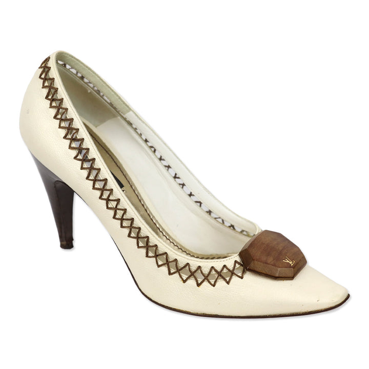 Louis Vuitton Cream Leather Lalibela Pumps