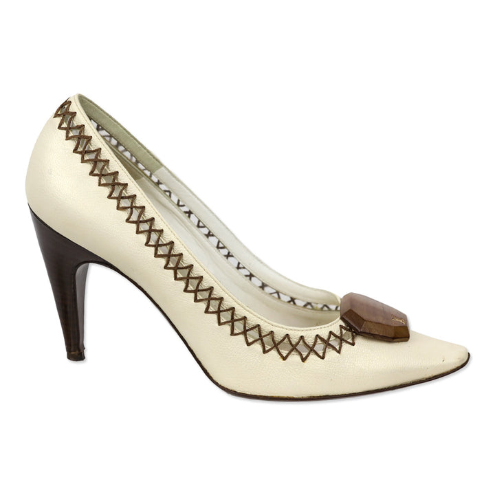 Louis Vuitton Cream Leather Lalibela Pumps