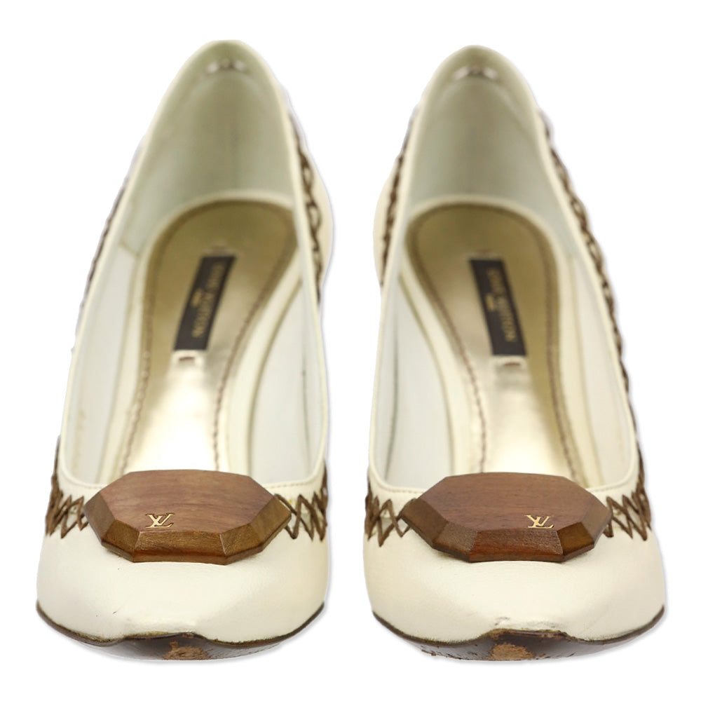 Louis Vuitton Cream Leather Lalibela Pumps