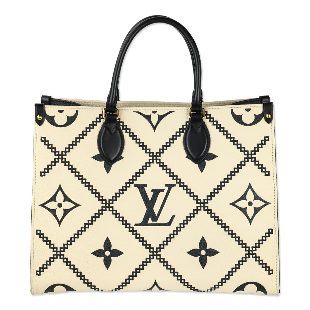 Louis Vuitton Cream and Black Monogram Empreinte Giant Broderies OnTheGo MM