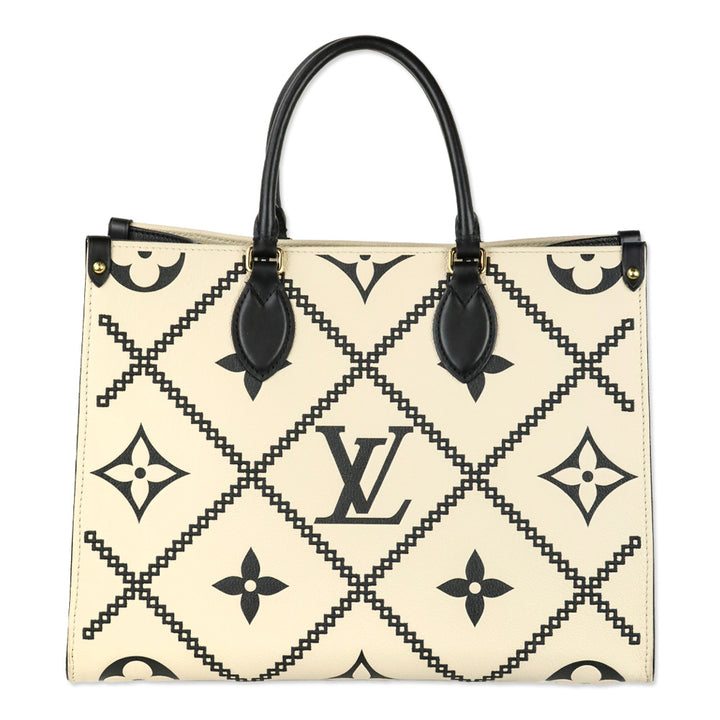 Louis Vuitton Cream and Black Monogram Empreinte Giant Broderies OnTheGo MM