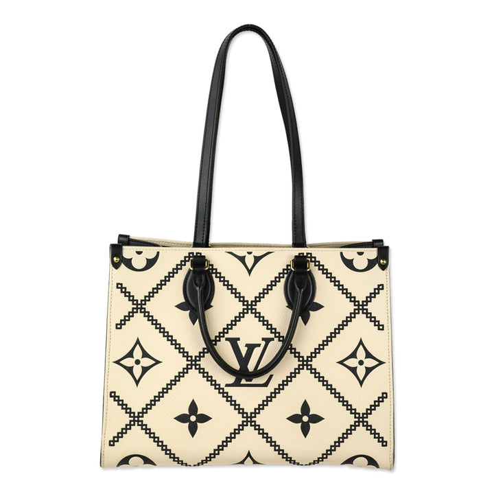 Louis Vuitton Cream and Black Monogram Empreinte Giant Broderies OnTheGo MM