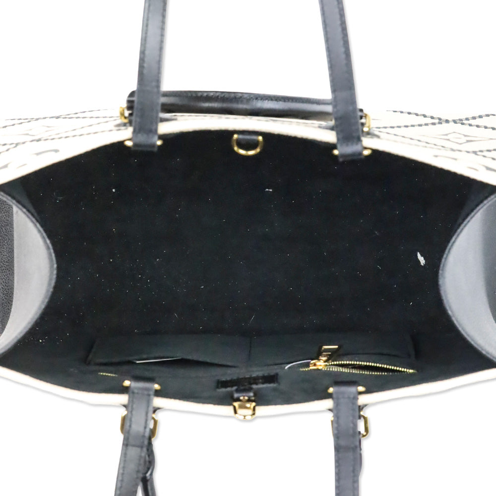 Louis Vuitton Cream and Black Monogram Empreinte Giant Broderies OnTheGo MM