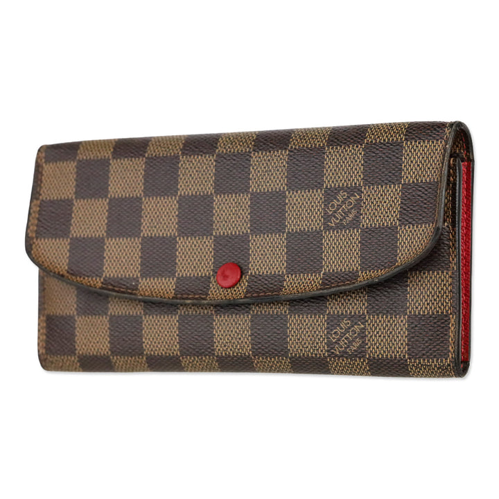 Louis Vuitton Damier Ebene Canvas Emilie Wallet Red