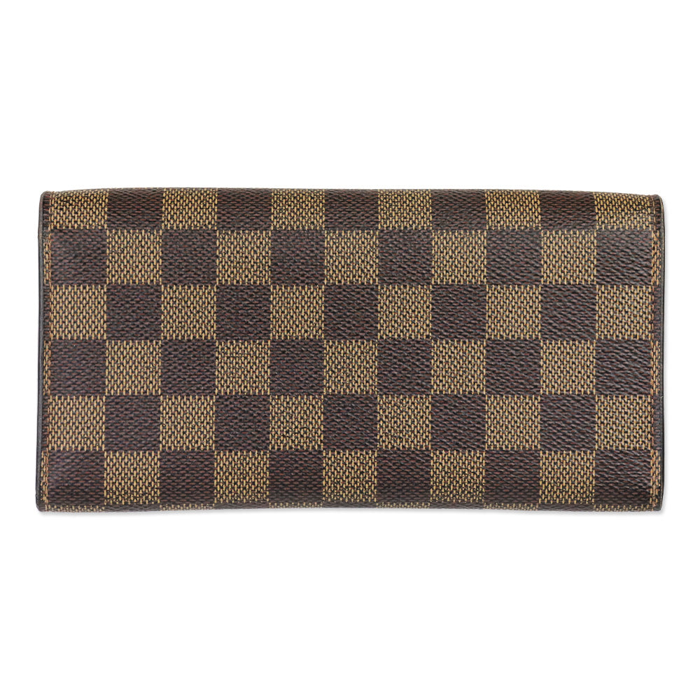 Louis Vuitton Damier Ebene Canvas Emilie Wallet Red