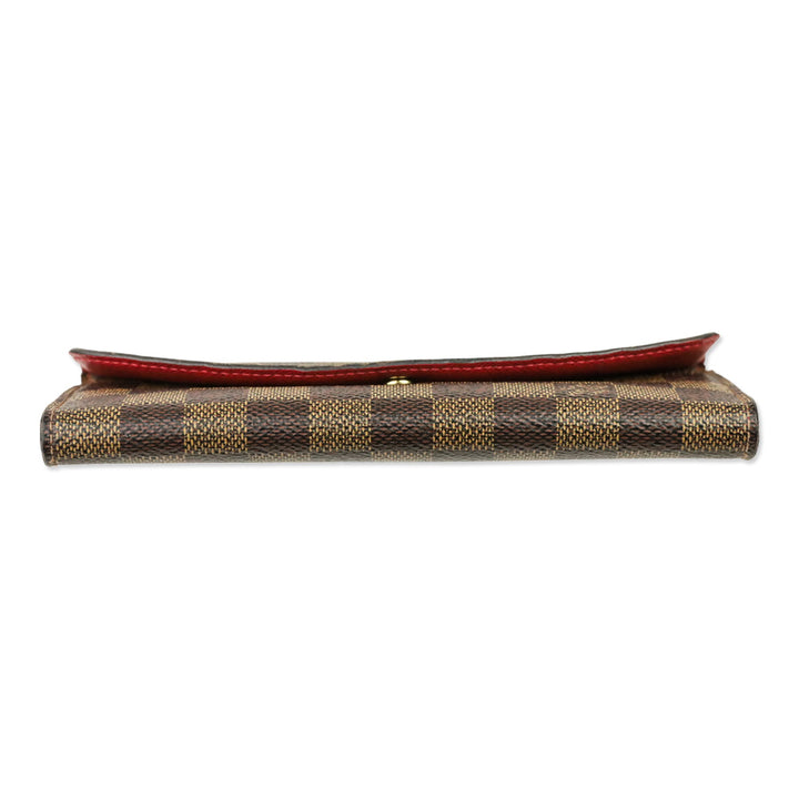 Louis Vuitton Damier Ebene Canvas Emilie Wallet Red
