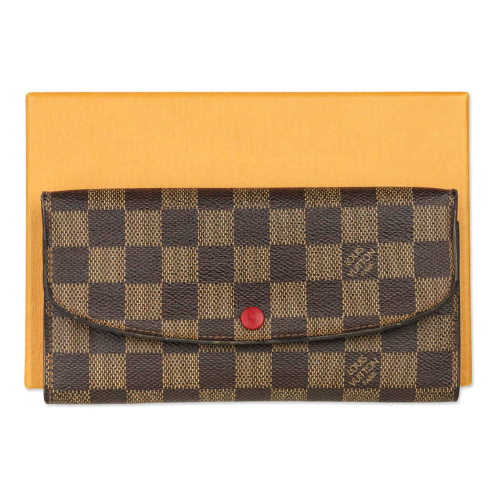 Louis Vuitton Damier Ebene Canvas Emilie Wallet Red