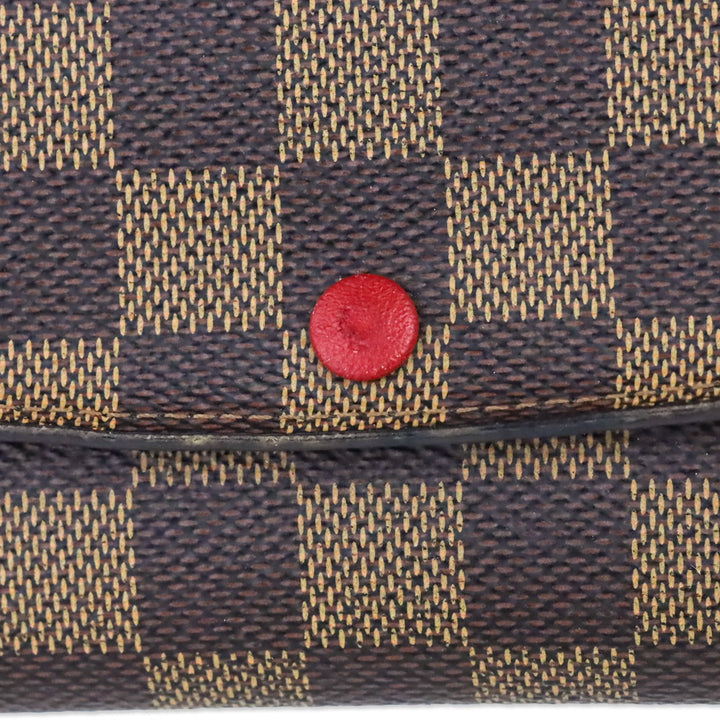 Louis Vuitton Damier Ebene Canvas Emilie Wallet Red