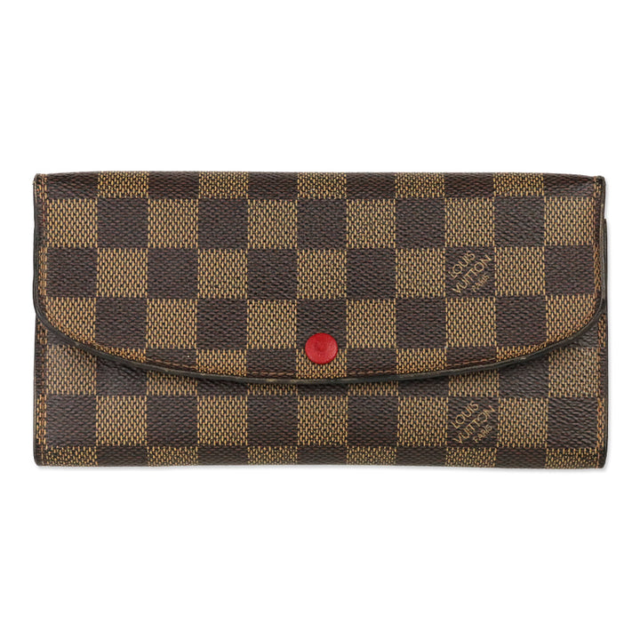 Louis Vuitton Damier Ebene Canvas Emilie Wallet Red