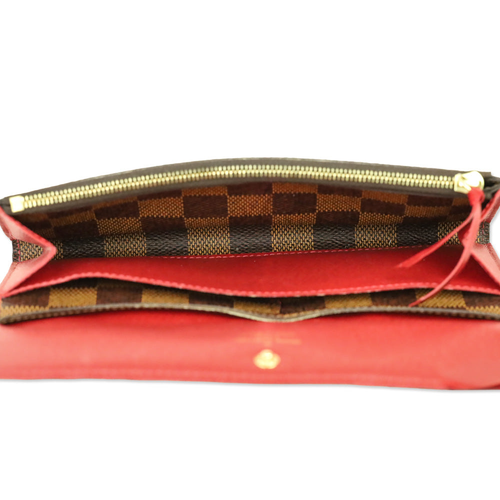 Louis Vuitton Damier Ebene Canvas Emilie Wallet Red