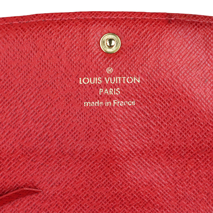 Louis Vuitton Damier Ebene Canvas Emilie Wallet Red