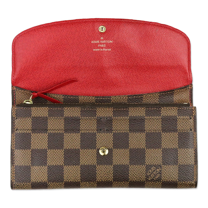 Louis Vuitton Damier Ebene Canvas Emilie Wallet Red