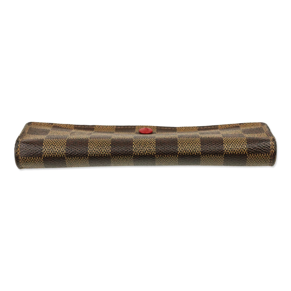 Louis Vuitton Damier Ebene Canvas Emilie Wallet Red