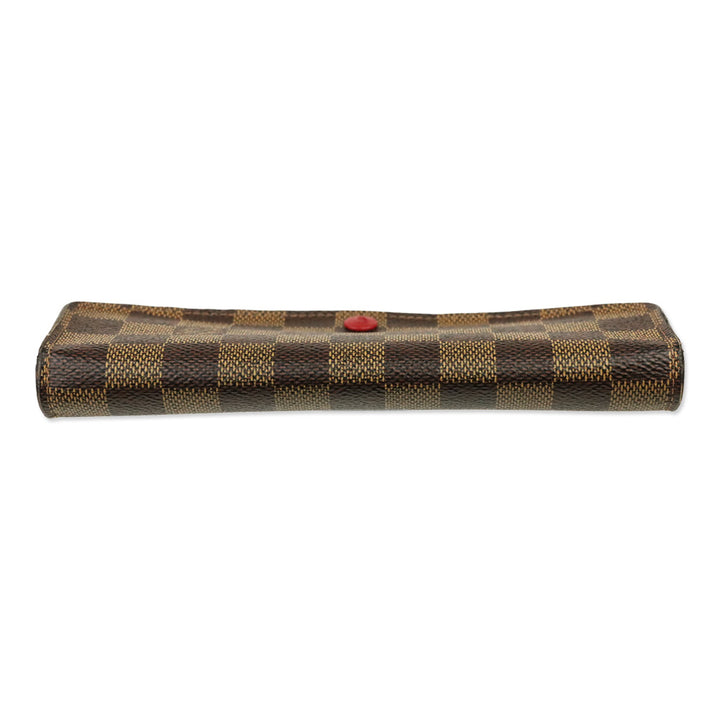 Louis Vuitton Damier Ebene Canvas Emilie Wallet Red