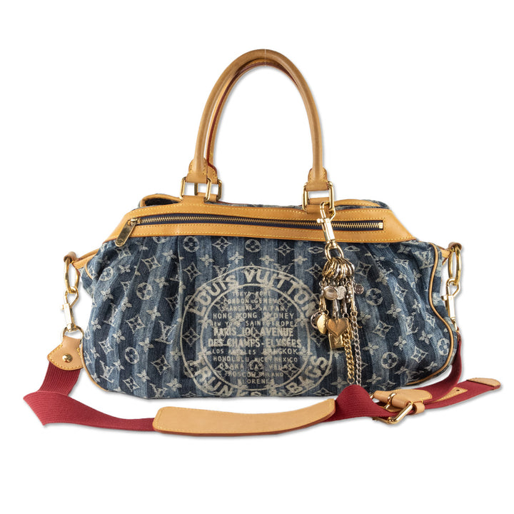 Louis Vuitton Denim Monogram Porte Epaule Raye