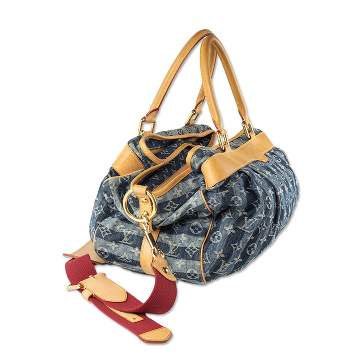 Louis Vuitton Denim Monogram Porte Epaule Raye