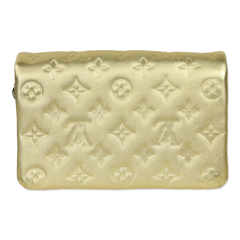 Louis Vuitton Gold Monogram Embossed Lambskin Coussin Pochette