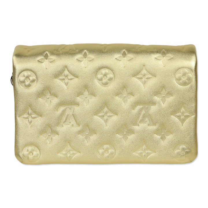 Louis Vuitton Gold Monogram Embossed Lambskin Coussin Pochette