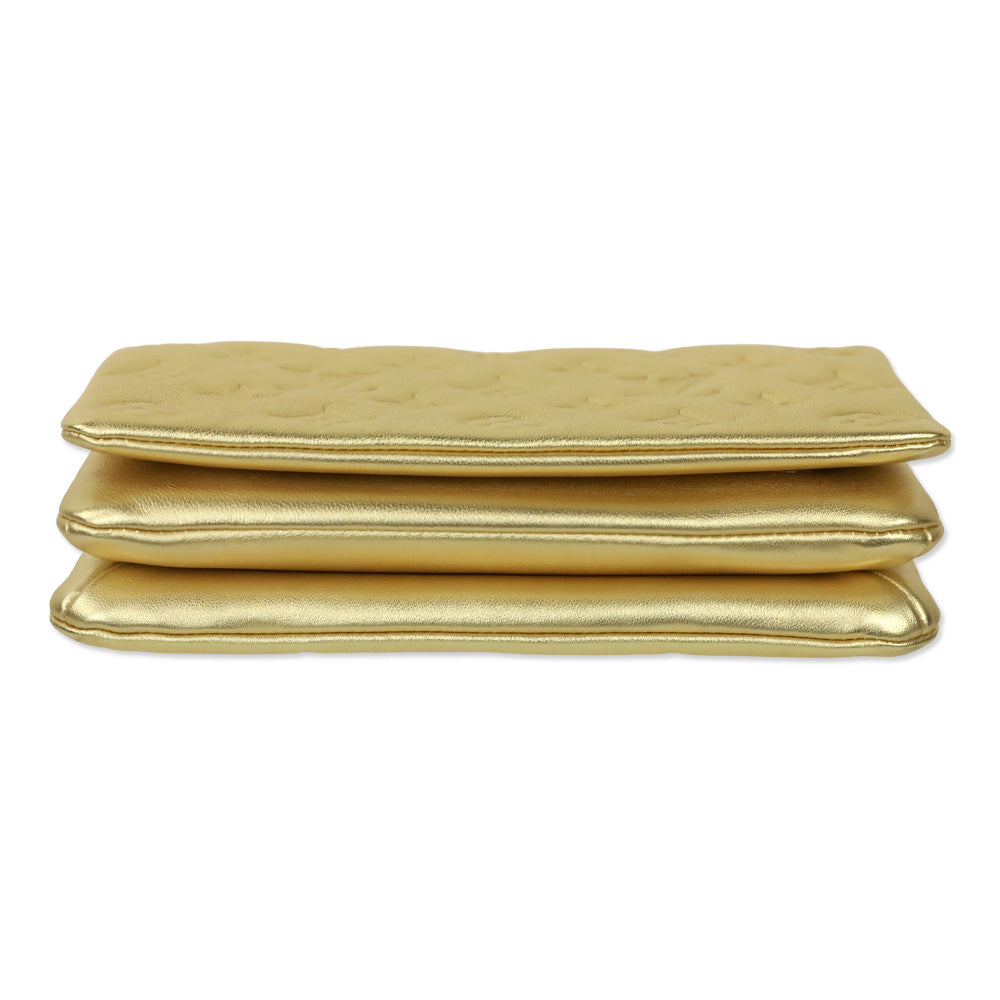 Louis Vuitton Gold Monogram Embossed Lambskin Coussin Pochette