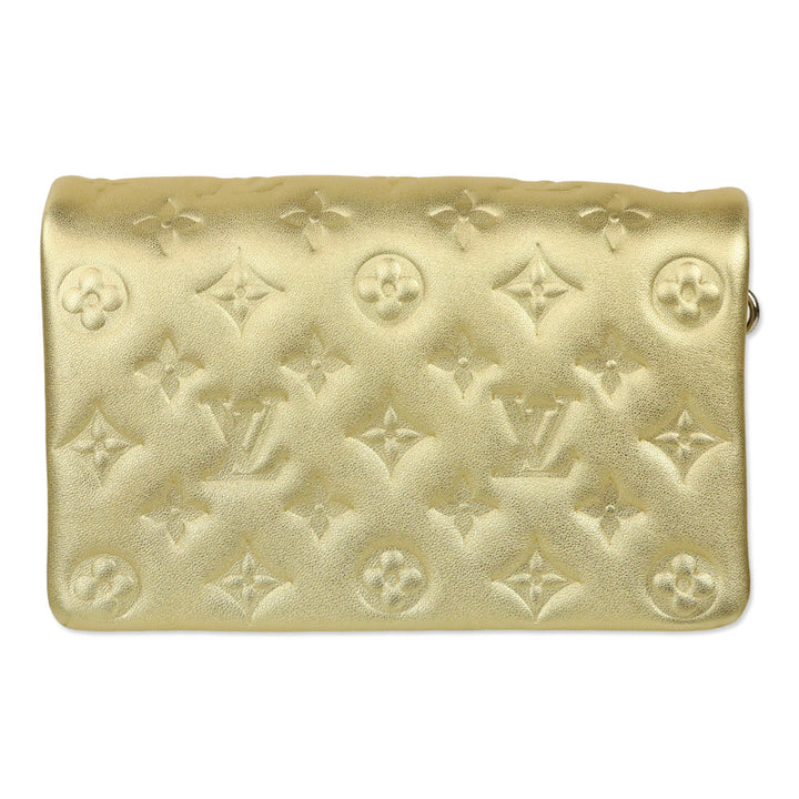 Louis Vuitton Gold Monogram Embossed Lambskin Coussin Pochette
