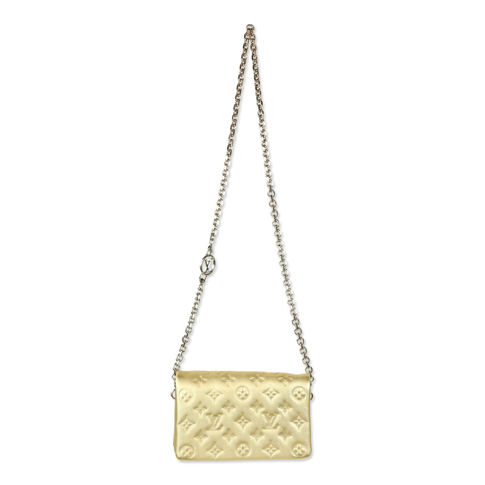 Louis Vuitton Gold Monogram Embossed Lambskin Coussin Pochette