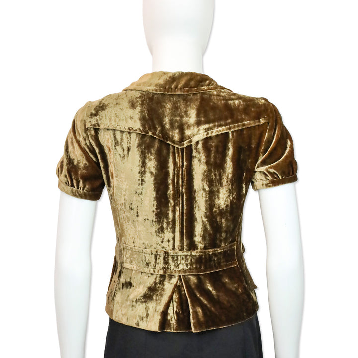 Louis Vuitton Gold Velvet Zip-Front Cropped Jacket