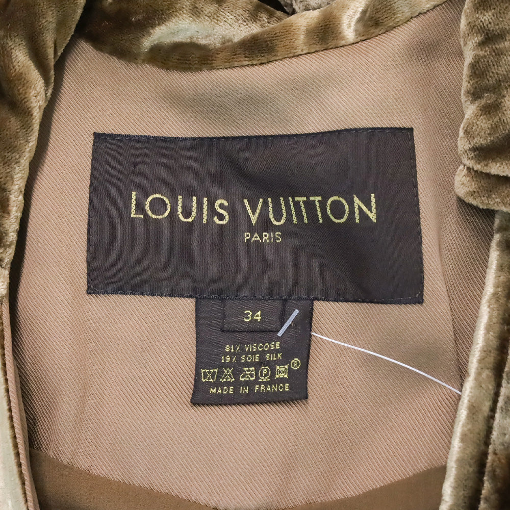 Louis Vuitton Gold Velvet Zip-Front Cropped Jacket
