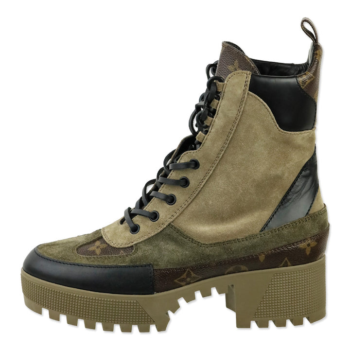 Louis Vuitton Laureate Desert Suede & LV Monogram Combat Boots