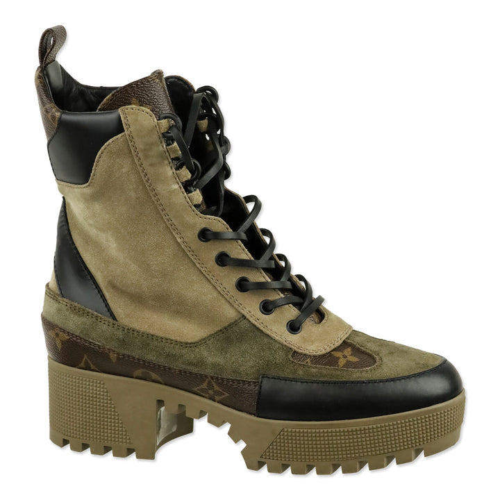 Louis Vuitton Laureate Desert Suede & LV Monogram Combat Boots